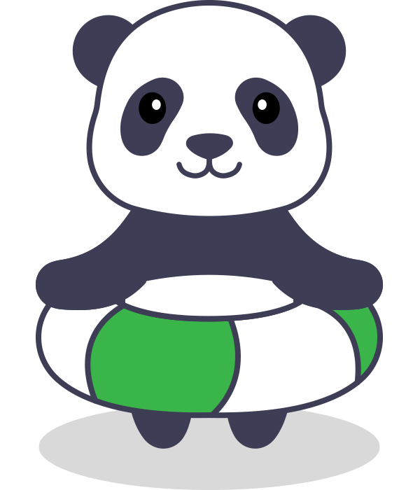panda avec une bouée