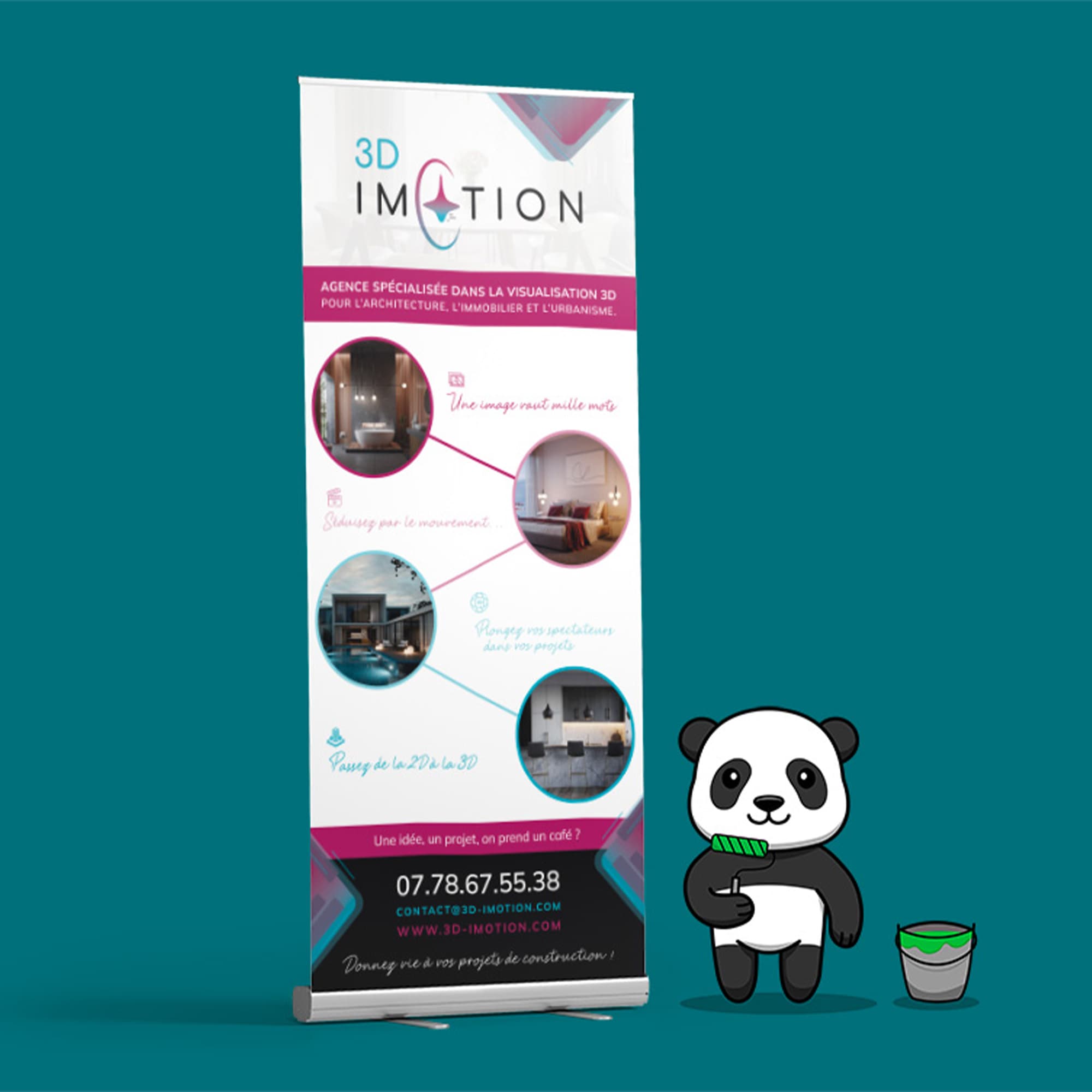 roll up de 3D imotion avec un panda