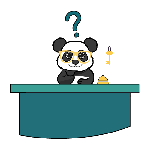 Panda réceptionniste Panda pensant aux réseaux sociaux et comment développer la notoriété
