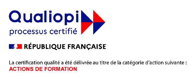 Logo Qualiopi processus certifié pour les actions de formation, délivré par la République française