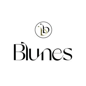 Logo Blunes avec monogramme doré, client e-commerce de Panda Communication