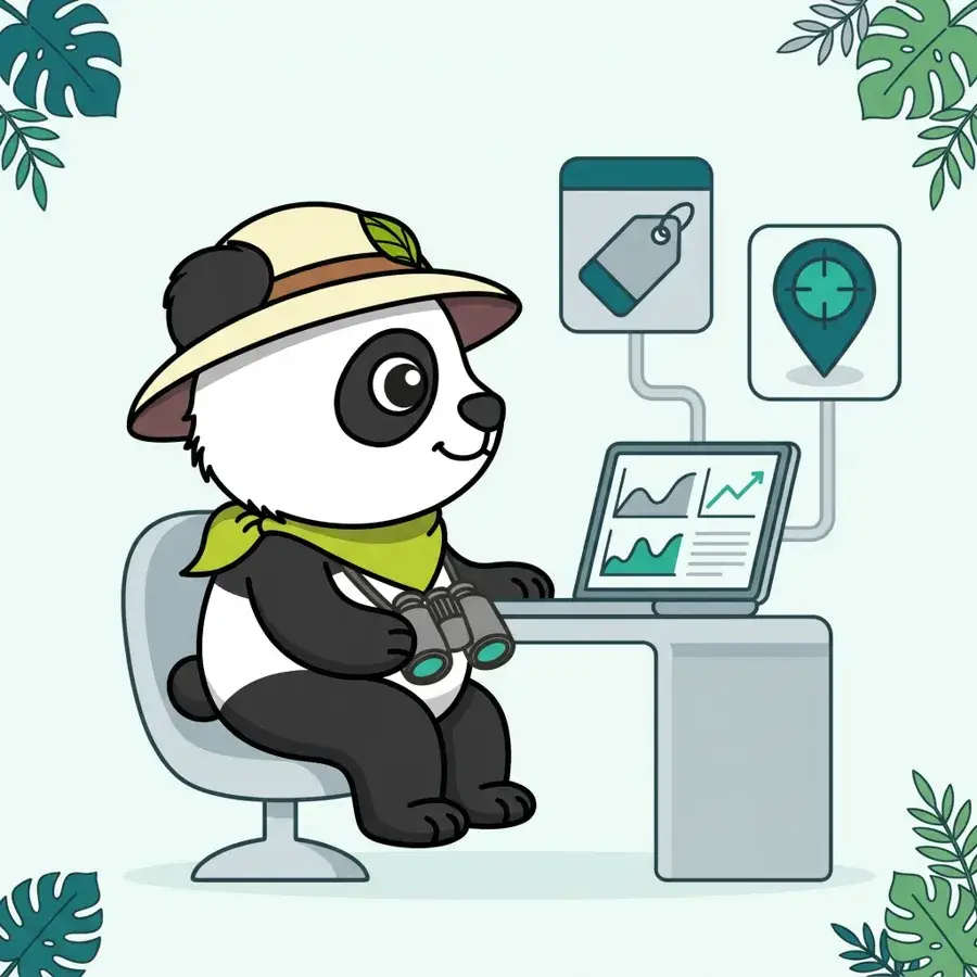 Panda explorateur sur ordinateur devant des courbes de suivi, comment fonctionne un outil de tracking