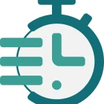 Pictogramme chronomètre indiquant la durée et l'effectif des formations Panda Communication