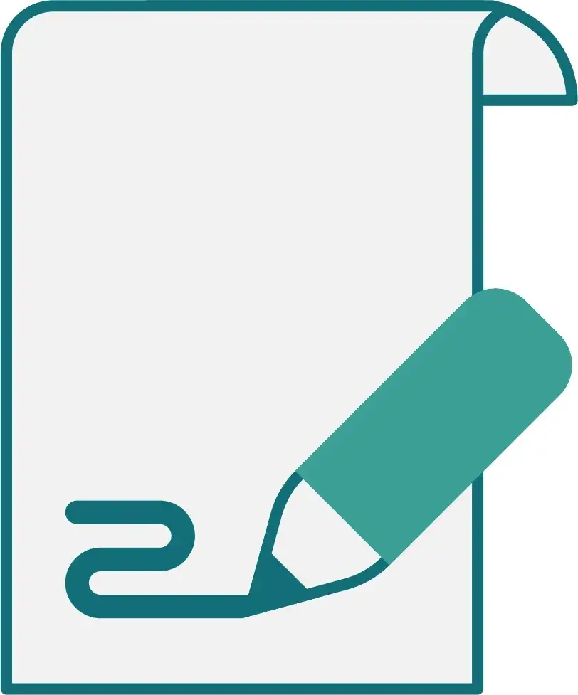 Pictogramme document et crayon illustrant les modalités et délais d'accès aux formations