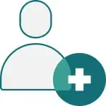 Pictogramme utilisateur avec signe plus illustrant les prérequis et l'effectif maximum de la formation