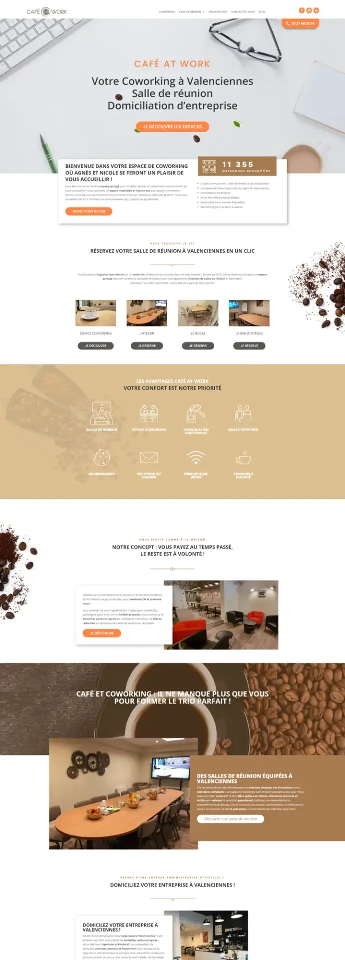 Site Café at Work, coworking et salles de réunion à Valenciennes, réalisé par Panda Communication