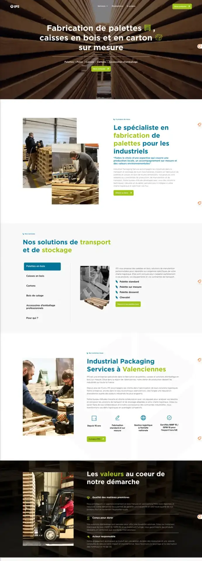 Site d'IPS Valenciennes, fabricant de palettes et caisses en bois sur mesure
