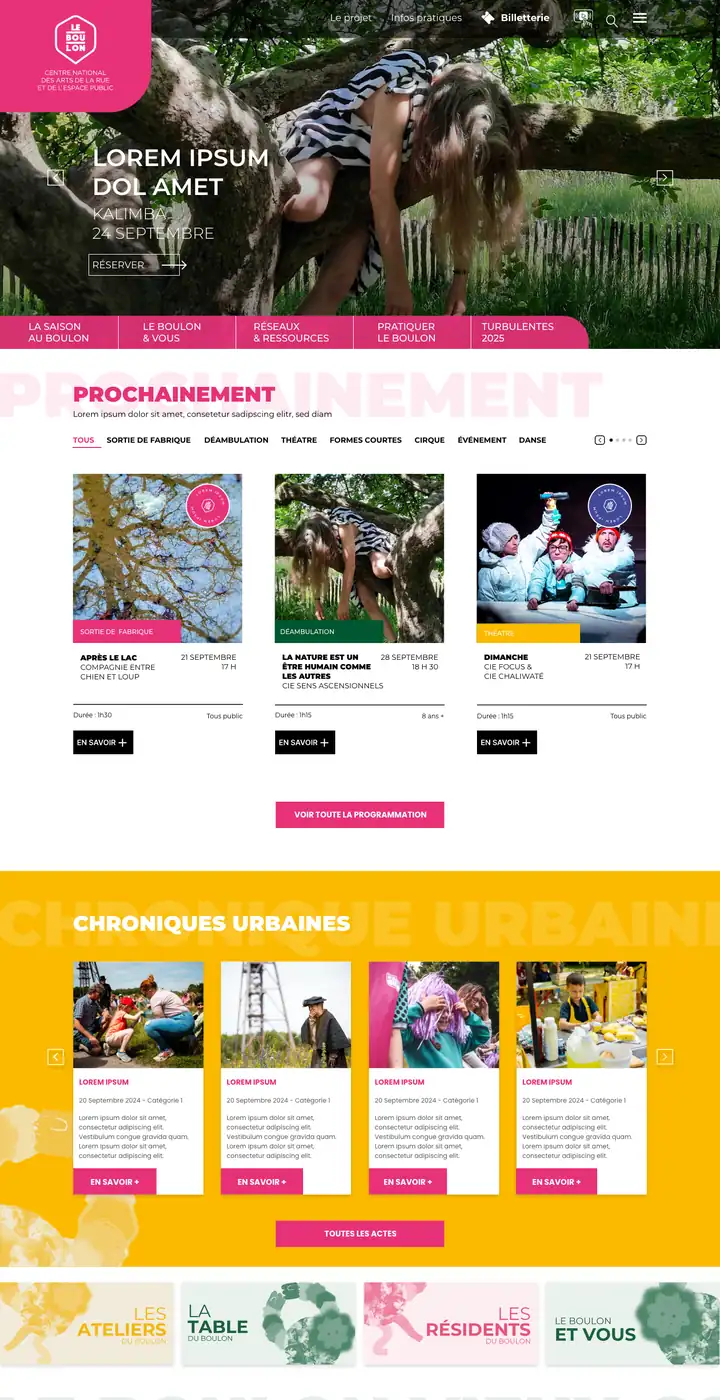 Site du Boulon à Vieux-Condé, centre des arts de la rue, créé par l'agence web Panda Communication