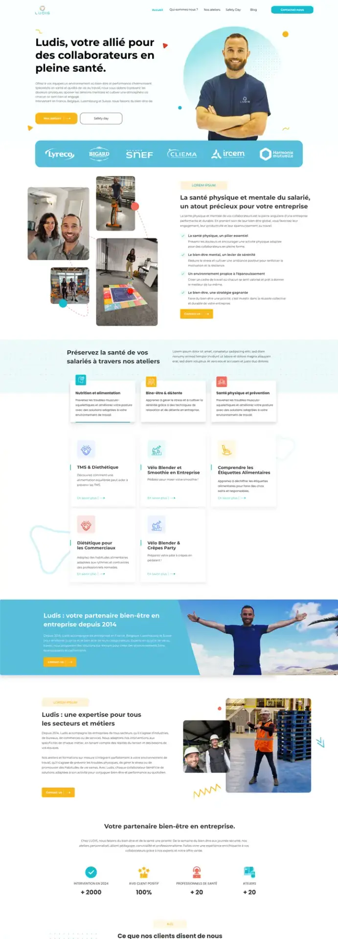 Site vitrine Ludis Santé, partenaire bien-être des collaborateurs en entreprise