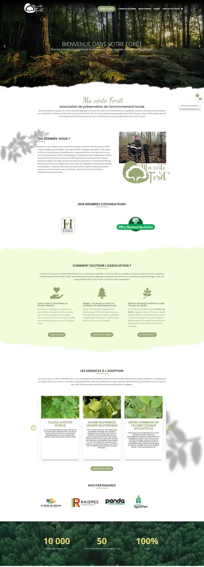 Site Ma Verte Forêt, association de préservation de l'environnement locale, par Panda Communication