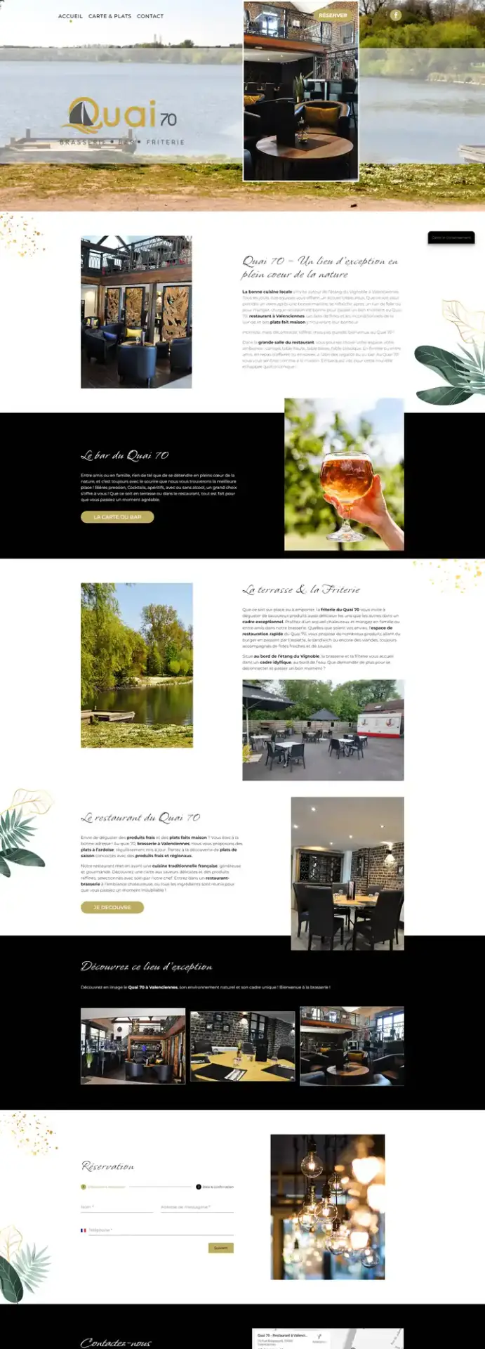 Site du Quai 70, brasserie bar friterie à Valenciennes, créé par Panda Communication