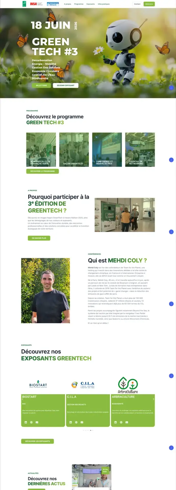 Site du Rendez-vous Green Tech Valenciennes, salon B2B de la transition écologique, réalisé par Panda Communication