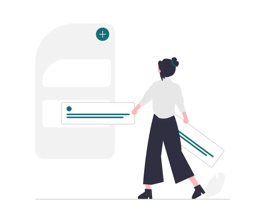 Femme ajoutant des fiches à une liste, symbole des liens et du sitemap pour mieux référencer une vidéo YouTube