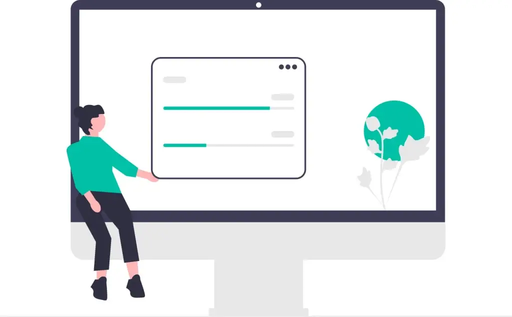 Femme consultant des barres de progression sur un écran géant, nouveautés de Google Consent Mode v2