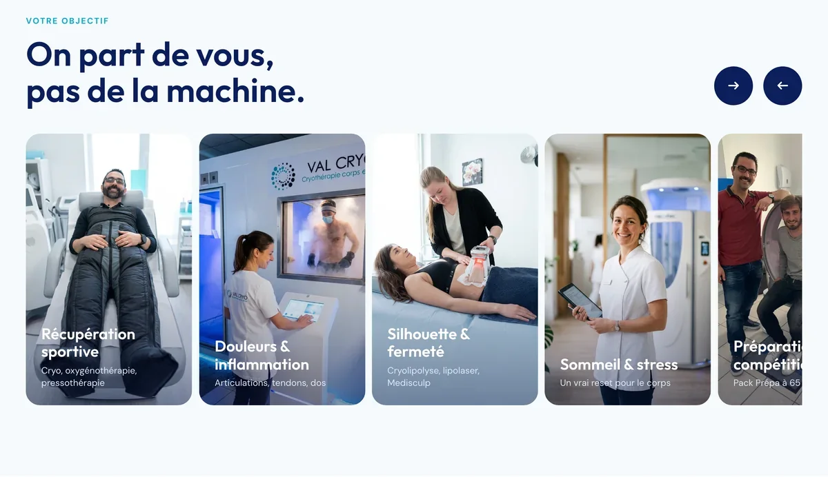 Entrée par objectif sur le site Val Cryo : récupération sportive, douleurs, silhouette, sommeil et stress