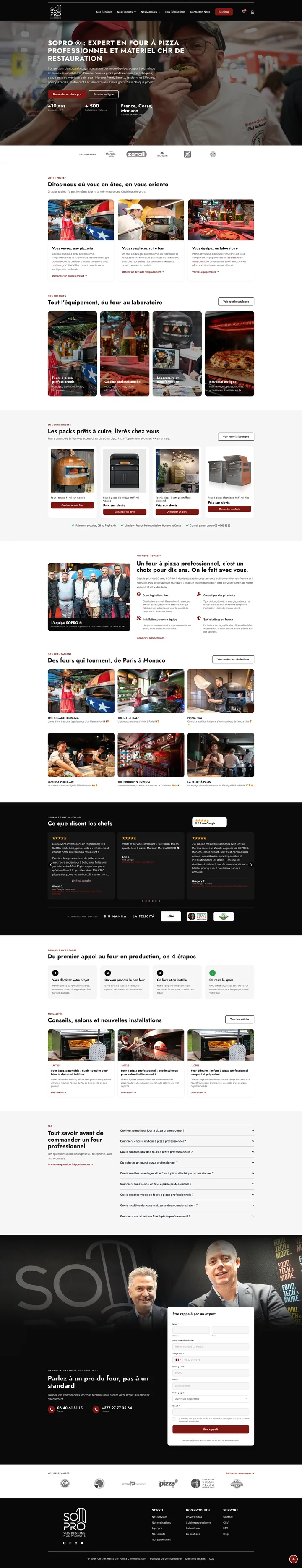 Site e-commerce SOPRO ®, vente de fours à pizza professionnels et de matériel CHR