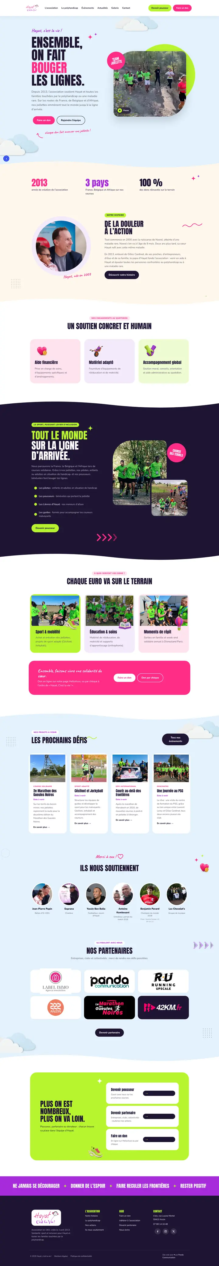 Site de l’association Hayat, c’est la vie ! : sport, joëlettes et polyhandicap