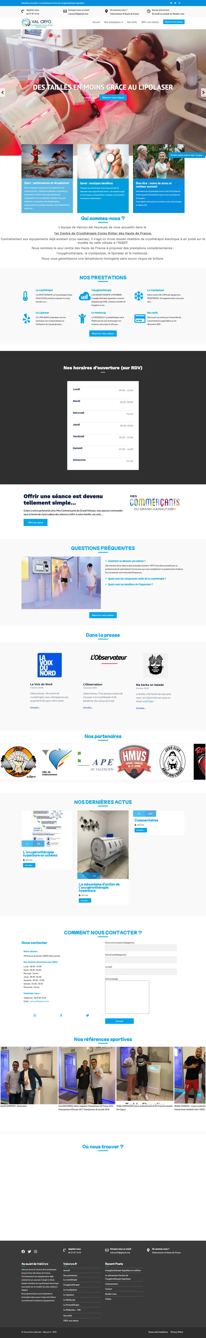 Ancien site de Val Cryo en 2024, capture des archives du web, avant la refonte